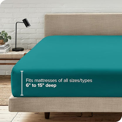 Bare Home Fitted Bottom Sheet King Size - Premium 1800 Microfiber - Ultra-Soft Hotel Luxury - Deep Pocket - Durable and Long Lasting - Fitted Sheet (King, Emerald)