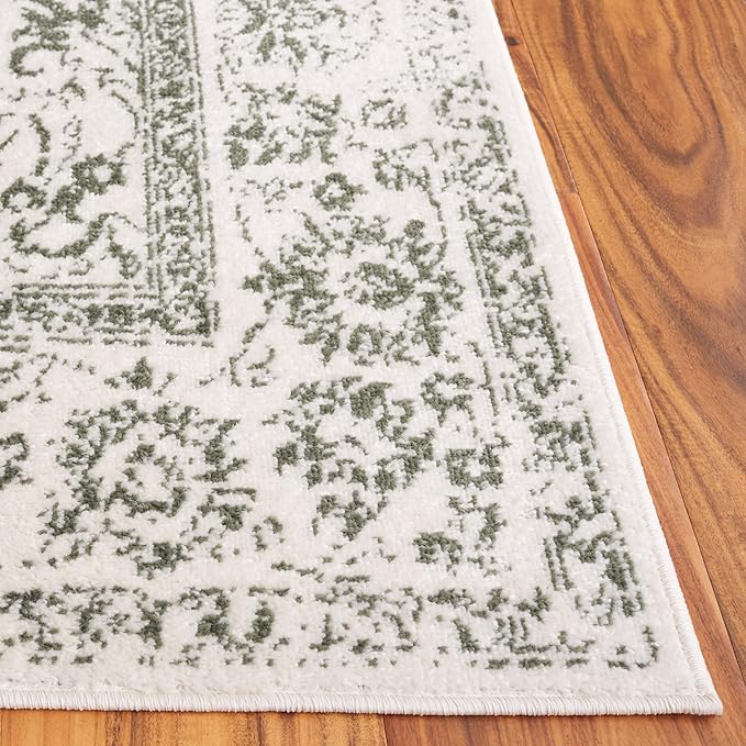 SAFAVIEH Adirondack Collection Runner Rug - 2'6" x 8', Ivory & Dark Green, Distressed Design, Non-Shedding & Easy to Clean, Ideal for Hallway, Foyer, Entryway, Bedroom (ADR109X)
