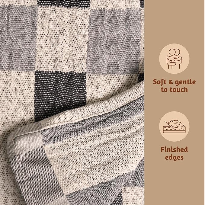Folkulture Throw Blanket for Couch 50" x 60", 100% Recycled Cotton Blanket and Throws for Chair, Soft Throw Blanket for Bed or Bed Throws for Sofa, Boho