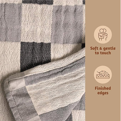 Folkulture Throw Blanket for Couch 50" x 60", 100% Recycled Cotton Blanket and Throws for Chair, Soft Throw Blanket for Bed or Bed Throws for Sofa, Boho