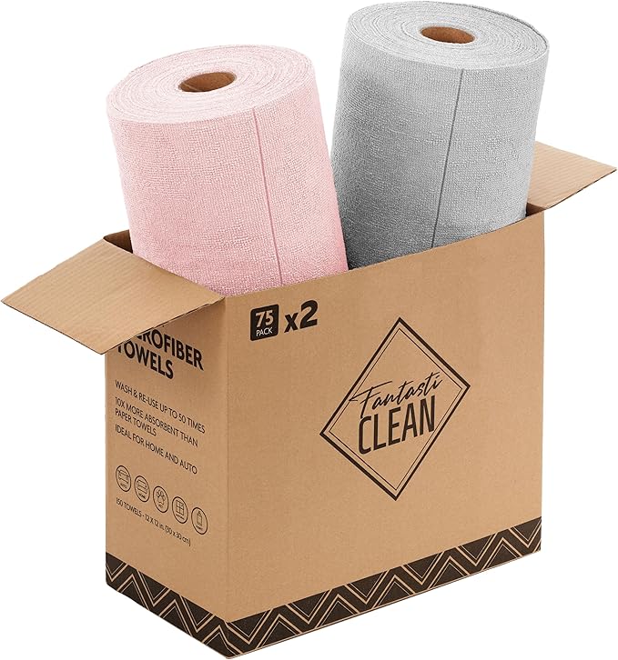 Fantasticlean Microfiber Cleaning Cloth Roll -150 Pack, Tear Away Microfiber by Fantasticlean