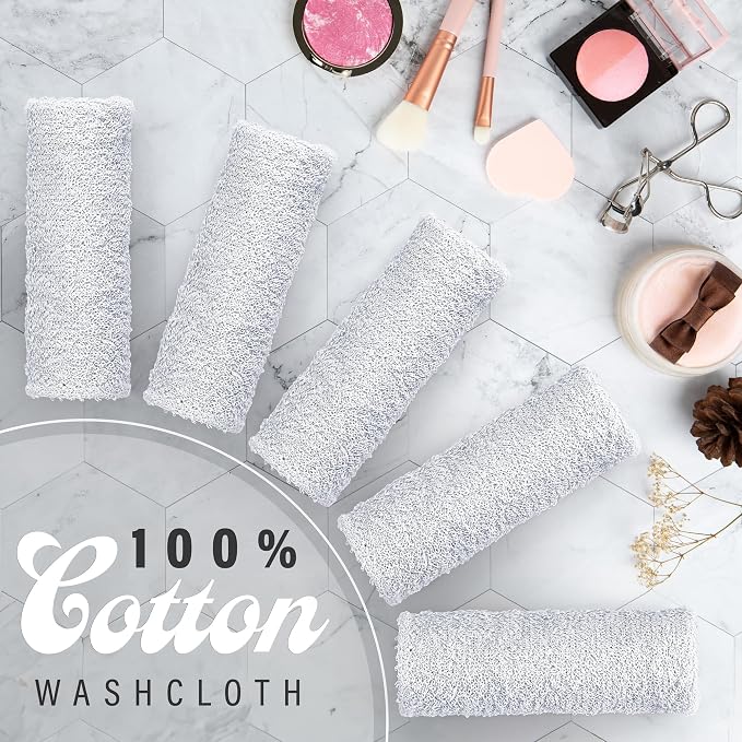 DecorRack 20 Pack 100% Cotton Wash Cloth, Luxurious Soft, 12 x 12 inch Ultra - Image 4