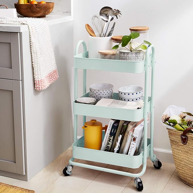 Amazon Basics 3-Tier Metal Rolling Utility or Kitchen Cart - Image 2