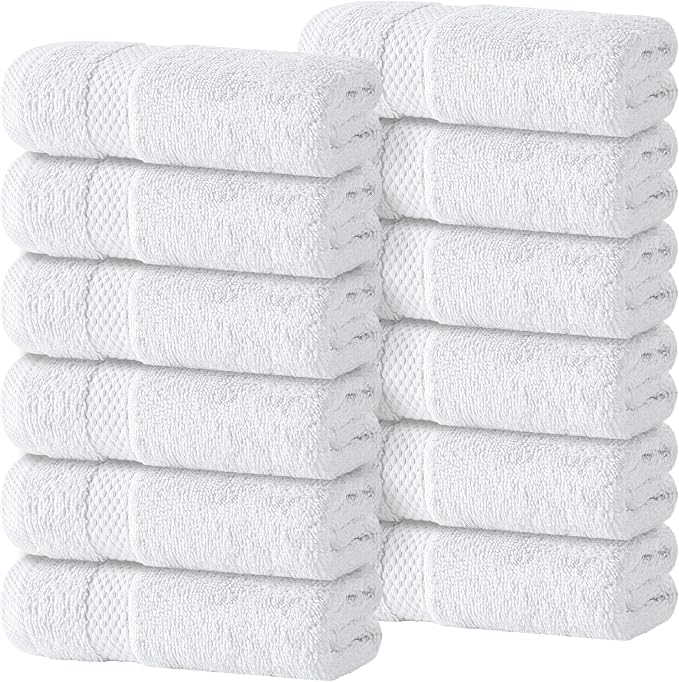 White Classic Luxury Cotton Washcloths 13x13 Inch by WhiteClassic