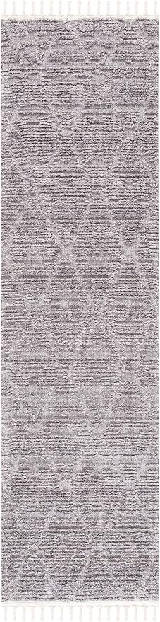 SAFAVIEH Marrakech Collection Runner Rug - 2'2" x 8', Grey, Moroccan Boho Tribal Tassel Design, Non-Shedding & Easy Care, Ideal for High Traffic Areas in Living Room, Bedroom (MRK517F)