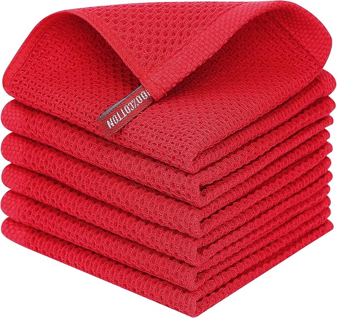 Homaxy 100% Cotton Waffle Weave Kitchen Dish Cloths, Ultra Soft Absorbent Quick by Homaxy