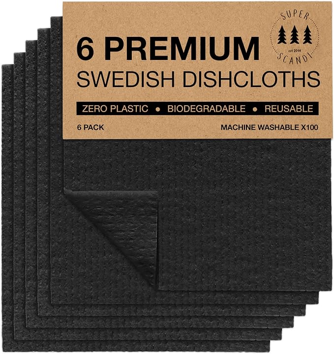 SUPERSCANDI 6 Pack Swedish Dishcloths by SUPERSCANDI