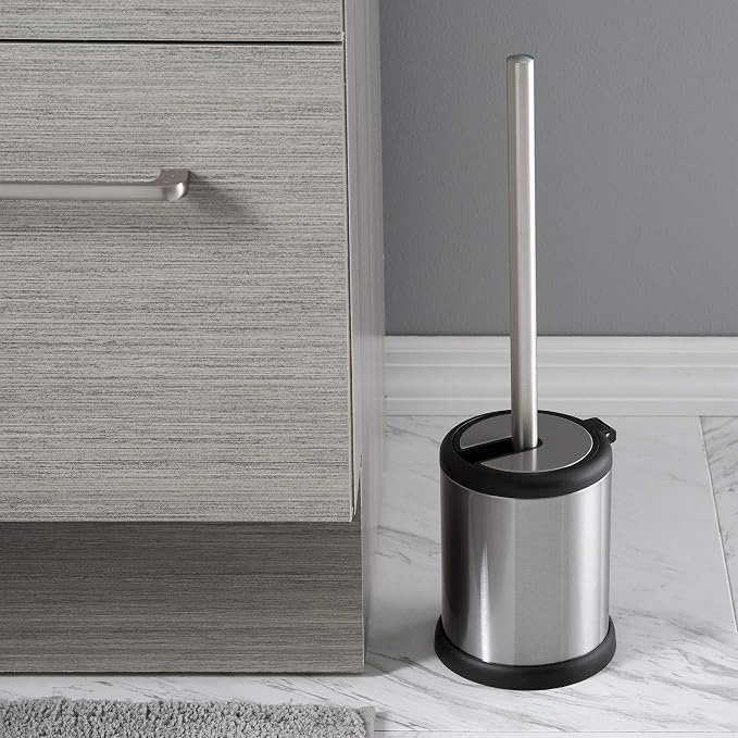 Bath Bliss Stainless Steel 2 Pack Self Closing Lid Toilet Brush and Holder - Image 6