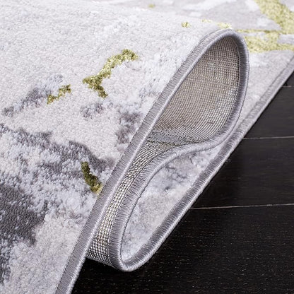 SAFAVIEH Amelia Collection Area Rug - 6'7" Square, Grey & Green, Modern Abstract Design, Non-Shedding & Easy Care, Ideal for High Traffic Areas in Living Room, Bedroom (ALA293J)