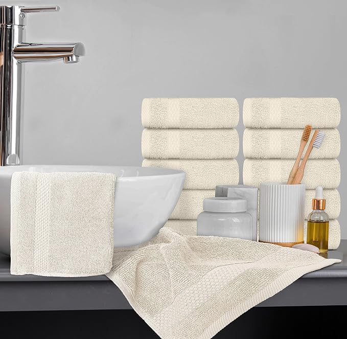 White Classic Luxury Cotton Washcloths 13x13 Inch - Image 6
