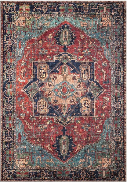Keen Home Design 9x12 Rug - Machine Washable Area Rug with Non-Slip Backing, Ideal for Living Room, Dining Room, Bedroom - Vintage, Easy Clean, Durable, Low Pile Rug - (9' x 12')