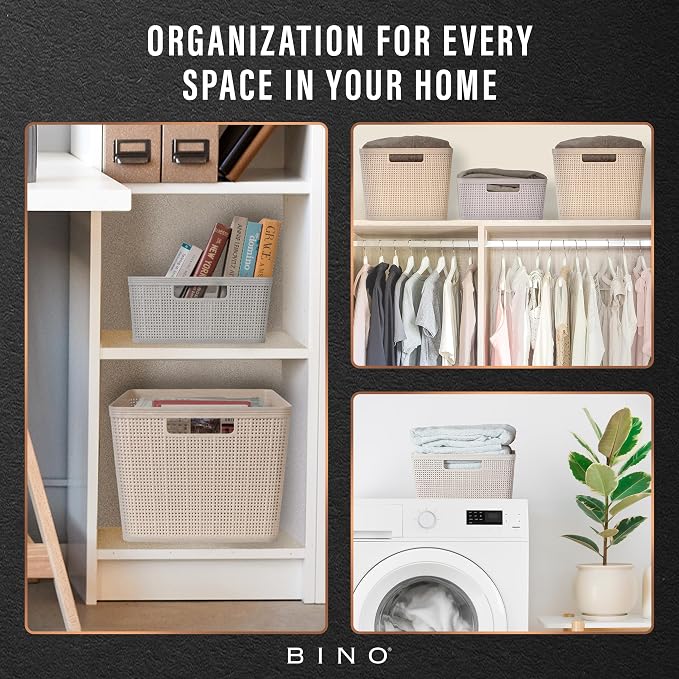 BINO Woven Plastic Basket | Large, Space-Saving Storage, Stylish Design | - Image 7