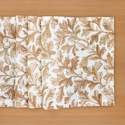 Solino Home 100% Pure Linen Fall Table Runner 72 Inches Long - Floral Print Table Runner 14 x 72 Inch for Autumn - Handcrafted and Machine Washable - Fallen Leaves Print