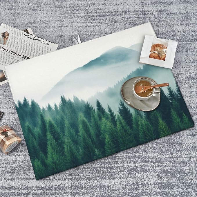 Forest Trees Mountain Dish Drying Mat 18x24 Inch, Microfiber Absorbent Fast Dry - Image 7