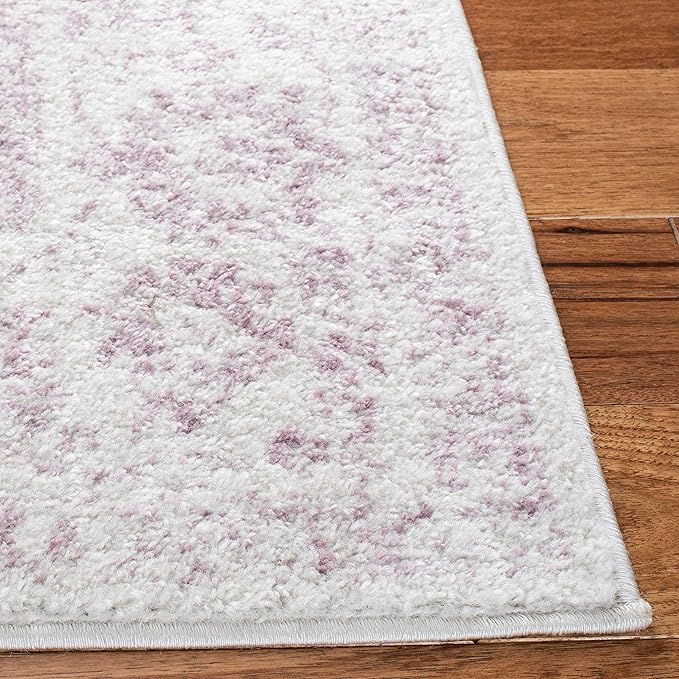 SAFAVIEH Adirondack Collection Runner Rug - 2'6" x 12', Ivory & Lavender, Distressed Vintage Floral Design, Non-Shedding & Easy to Clean, Ideal for Hallway, Foyer, Entryway, Bedroom (ADR109U)