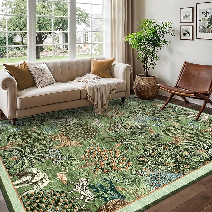 GarveeHome Jungle Animal Print Rug 6x9 Washable Area Rugs - Image 2
