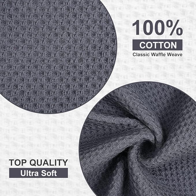 Kitinjoy 100% Cotton Kitchen Dish Cloths, 12 Pack Waffle Weave Ultra Soft - Image 2