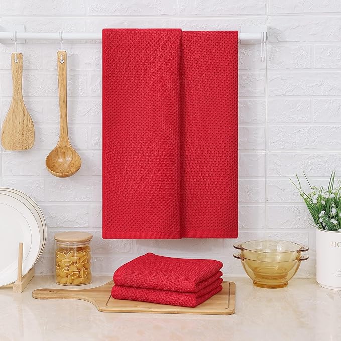 Kitinjoy 100% Cotton Waffle Weave Kitchen Hand Towels - Image 6