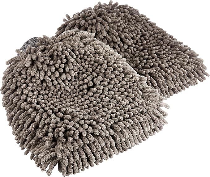 Amazon Basics Absorbent Microfiber Car Wash Drying Mitts, 2 Pack, 10.44" L x by AmazonBasics
