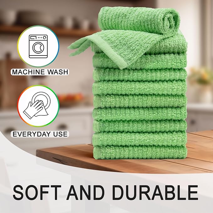 Textila Bar Mop Towels 12x12 Inch – Apple Green – Pack of 10 - Image 2