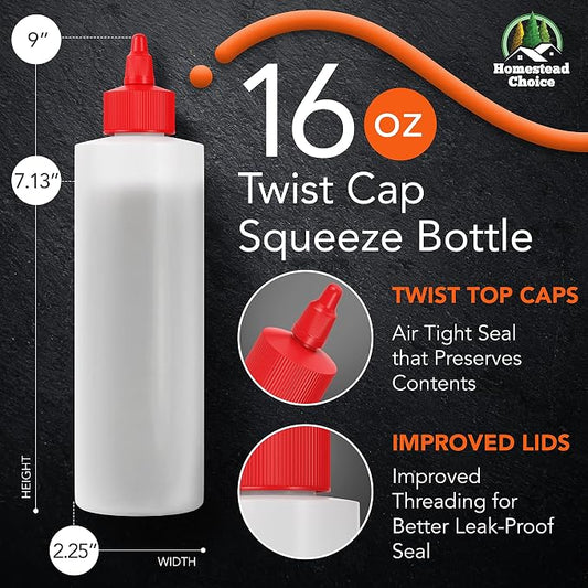 6-pack Plastic Squeeze Bottles for Sauces - 16oz Condiment Squeeze Bottles for - Image 2