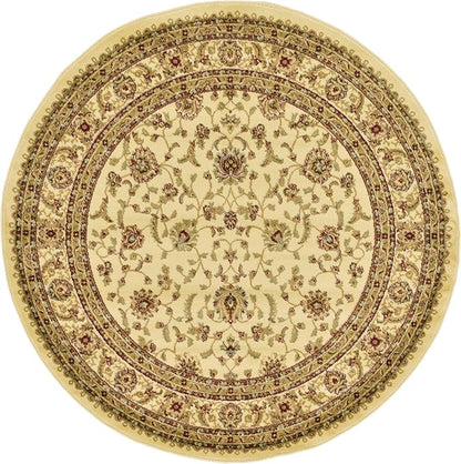 Unique Loom Voyage Collection Traditional Oriental Classic Intricate Design Area Rug (6' 0 x 6' 0 Round, Ivory/Gold)