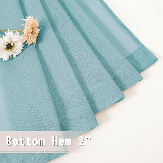 Tollpiz Sheer Door Curtains Closet Linen Textured Curtains Sheer Doorway Light - Image 7