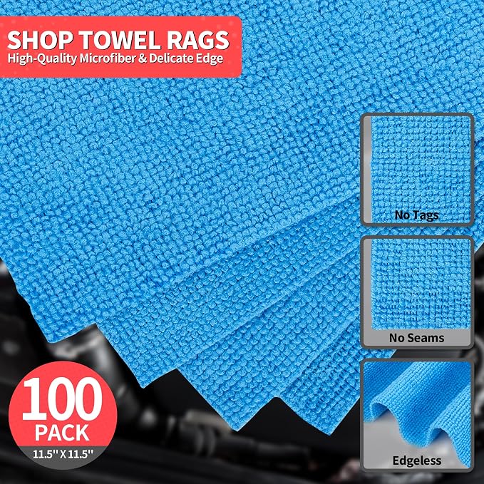 HOMERHYME Shop Towels, 100 Pack Microfiber Towels - Image 2