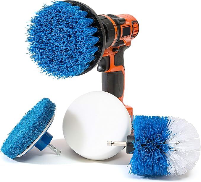 RevoClean 4 Piece Scrub Brush Power Drill Attachments-All Purpose Time Saving by TubShroom