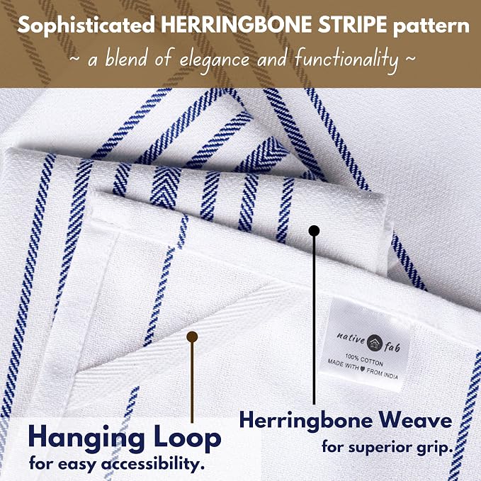 Native Fab Kitchen Dish Towels 16"x26" Set of 4 Herringbone Weave - Image 5