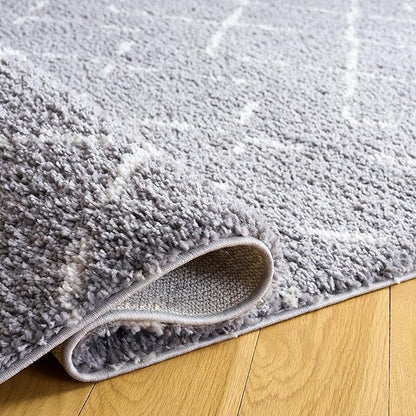 SAFAVIEH Arizona Shag Collection Area Rug - 5'1" x 7'6", Grey & Ivory, Moroccan Boho Design, Non-Shedding & Easy to Clean, Ideal for Living Room, Bedroom, Dining Space (ASG743G)