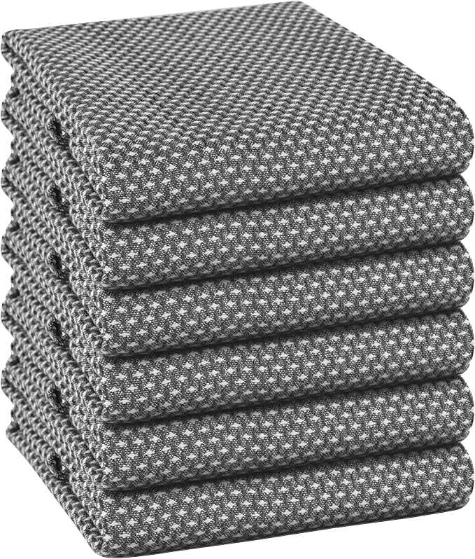 TWINY threads Dotted Weave Kitchen Towels Set of 6, 18x28 Inch, Soft & by TWINYThreads
