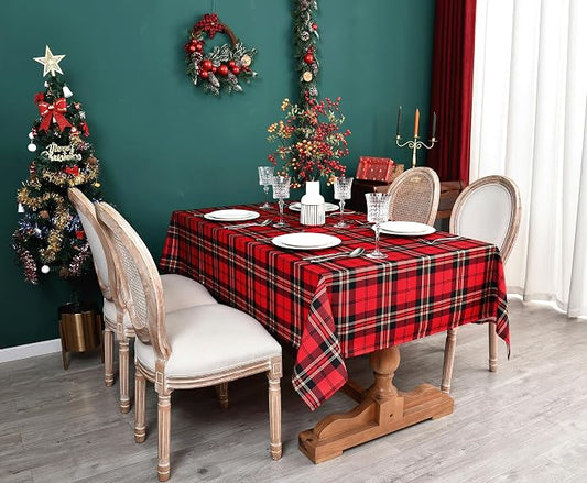 Gingham Xmas Tartan Tablecloth Fabric by Essifunia