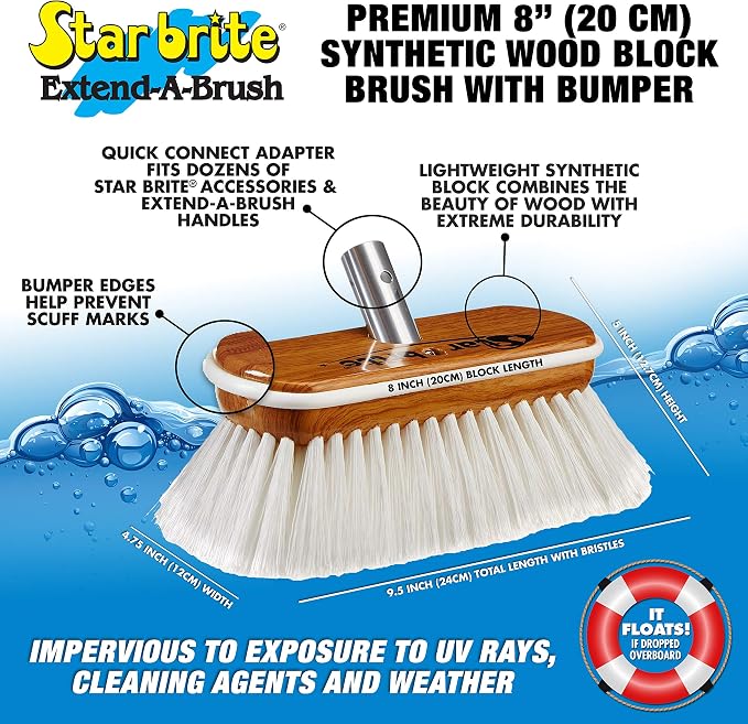 STAR BRITE 8" Premium Cleaning Brush – Synthetic Wood Block - Image 2