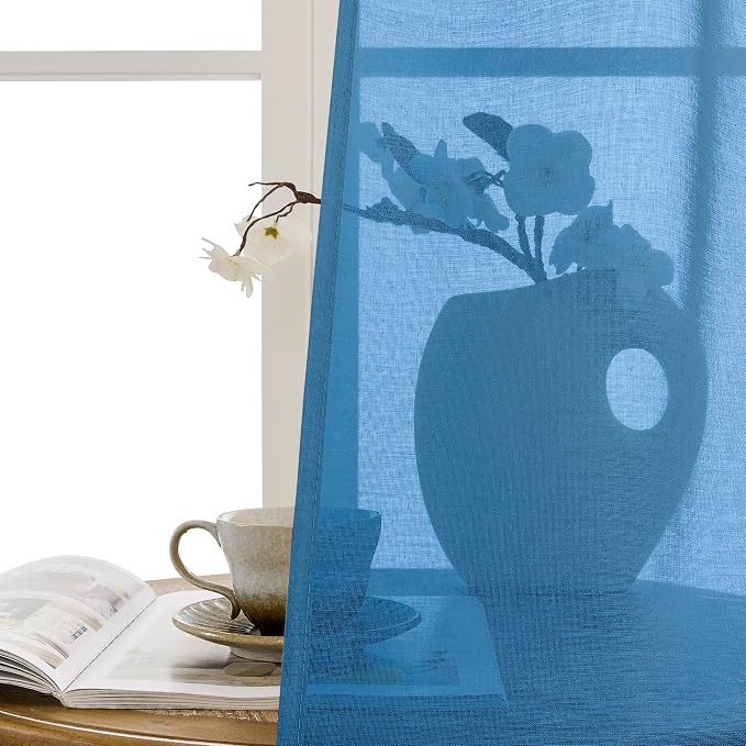 Tollpiz Small Sheer Door Curtain Closet Linen Textured Curtain Sheers Doorway - Image 9
