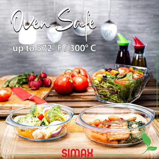 Simax Casserole Dish Set, Round Glass Cookware, Borosilicate Glass, Made In - Image 2