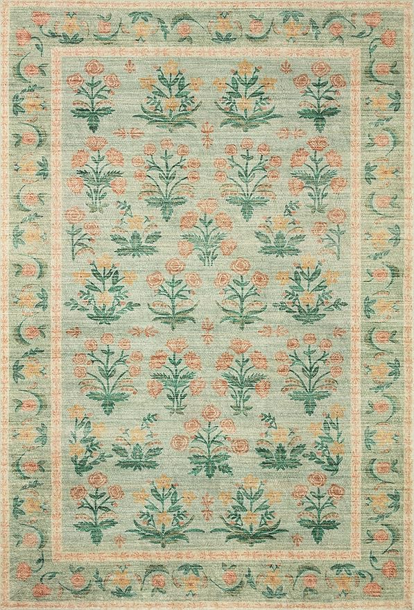 Loloi Rifle Paper Co. Eden Collection EDE-01 Mughal Rose Moss 3'-6" x 5'-6" Accent Rug feat. CloudPile™