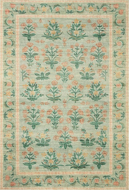 Loloi Rifle Paper Co. Eden Collection EDE-01 Mughal Rose Moss 5'-0" x 7'-6" Area Rug feat. CloudPile™