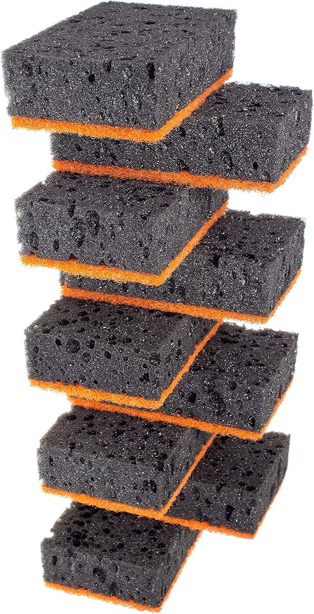 Black & Orange Multi Use Scrub Sponges. Made in Europe. 9 Pack, 4.3x2.8x1.4 by Okleen