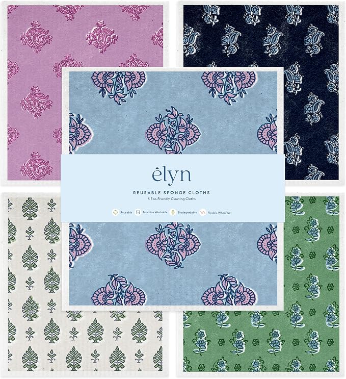 ELYN Swedish Dishcloths, Reusable & Washable Sponge Cloths, Absorbent Cleaning by ELYN
