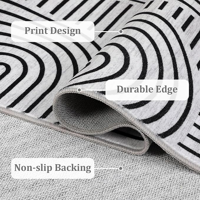 Modern Rug 2x6 Runners for Hallways, Abstract Kitchen Runner Rugs Non Slip Bath - Image 7