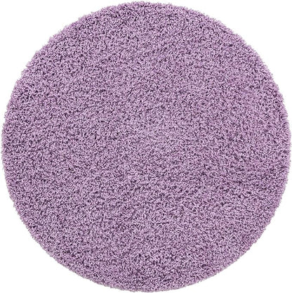 Unique Loom Solid Shag Collection Area Rug (4' 1" Round, Lilac)