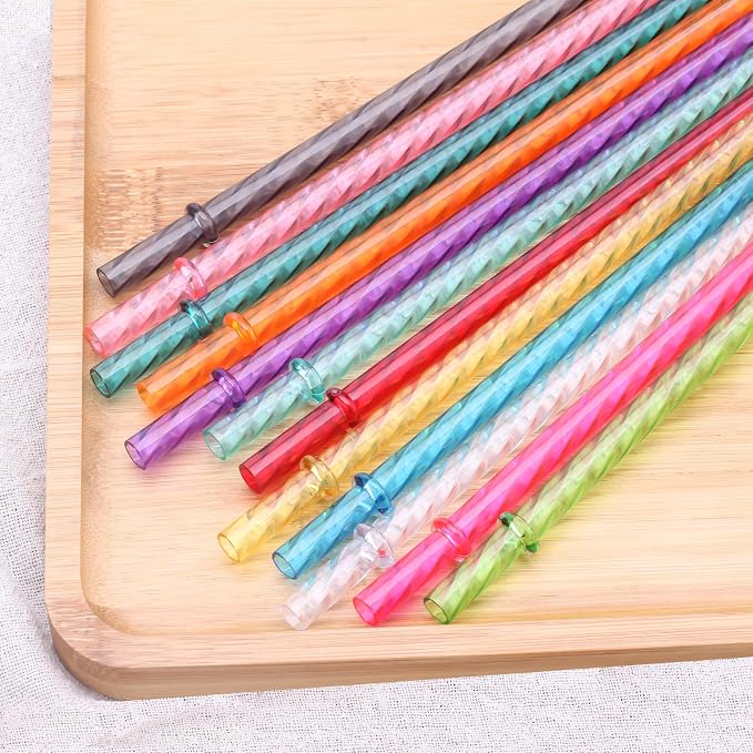 Dakoufish 13 Inch Long Reusable Clear Plastic Replacement Drinking Straws - Image 7