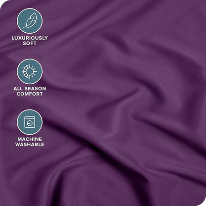 Bare Home Fitted Bottom Sheet Twin XL Size - Premium 1800 Microfiber - Ultra-Soft Hotel Luxury - Deep Pocket - Durable and Long Lasting (Twin XL, Plum)