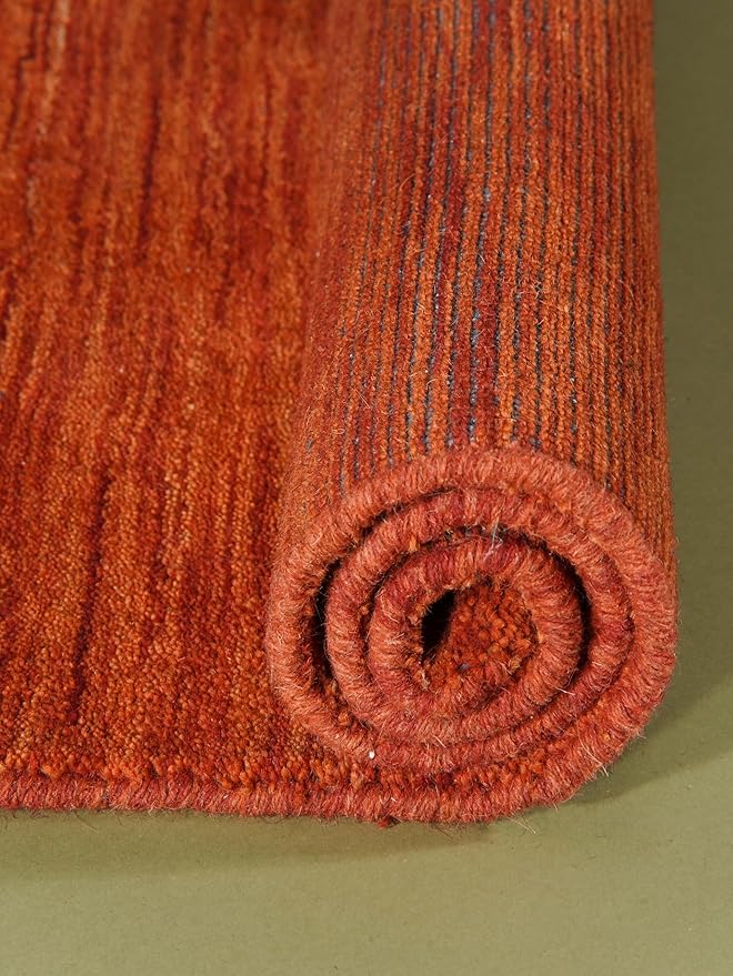 Hand Knotted Loom Wool ECO-Friendly Area Rugs - 2'6"x8', Runner, Light Red Color, Solid Plain Design, High Pile Handmade Anti Skid Area Rugs for Living Room, Bed Room (L00111)