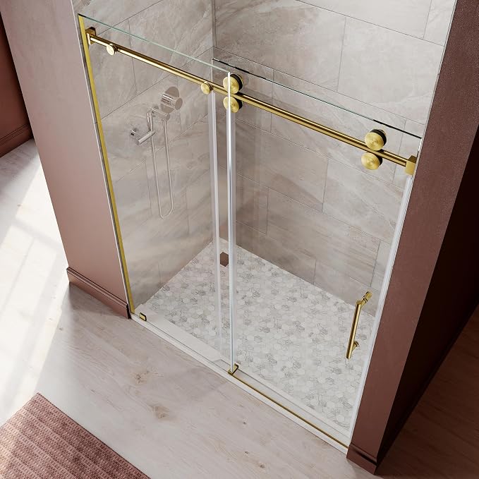 61-65 Inch x 76 Inch Sliding Frameless Shower Door, 3/8" Tempered Glass by UNIKOOSHOWERDOOR