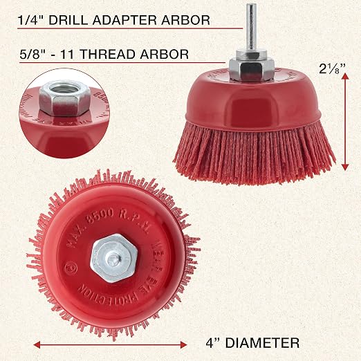 Dura-Gold 4" Abrasive Filament Nylon Bristle Cup Brush - Image 3