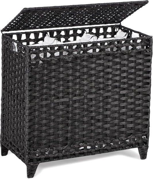 Laundry Hamper with 3 Removable Liner Bags; 132L Handwoven Rattan Laundry by Hermina