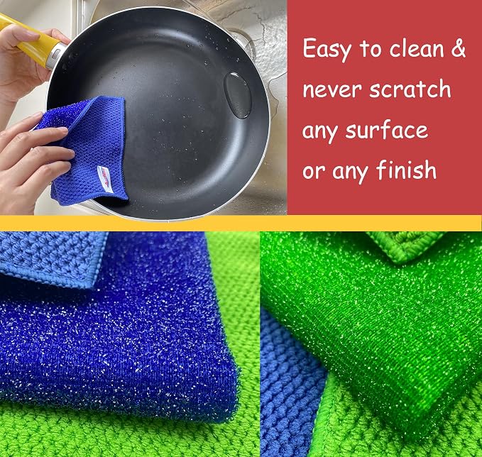 16-Pack Reusable, Scrub Dish Cloth –Non-Scratch Microfiber Scrubber, - Image 2