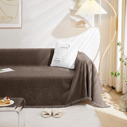 MEETSKY Oversized Couch Cover Sofa Covers Couch Covers for 3 Cushion Couch Sofa Pet Friendly, L Shaped Sectional Sofa Covers Washable Simply Put Sofa Throw Cover for Dogs, 91"x 150"，Dark Chocolate